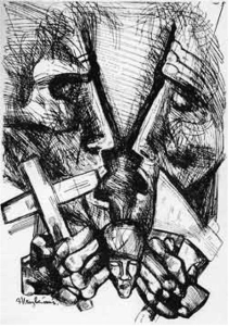 Illustration to "Crime and Punishment." Artist Ernst Neizvestny